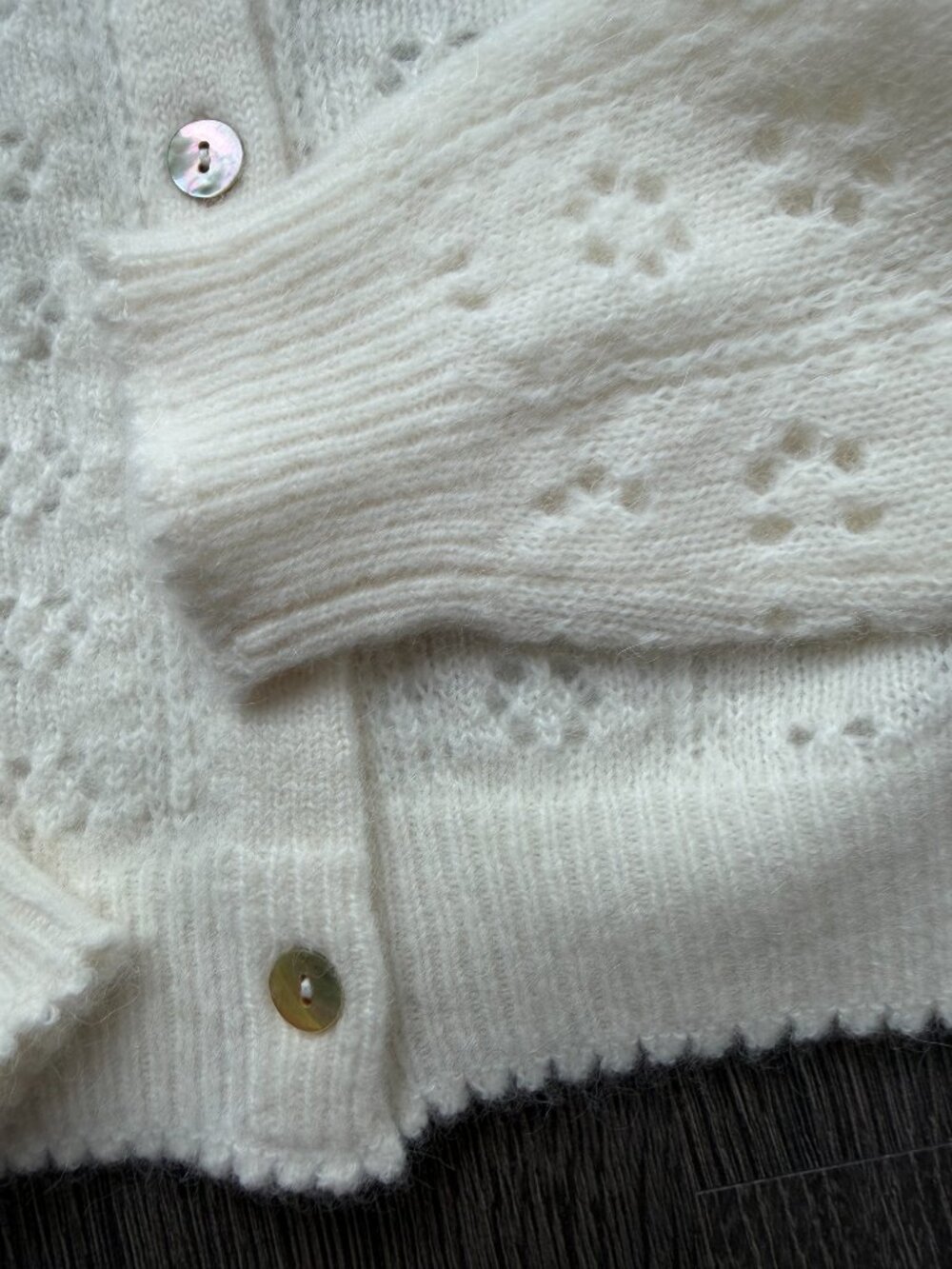 Doen NWOT Emery pointelle cardigan White SAMPLE S - Picture 11 of 14